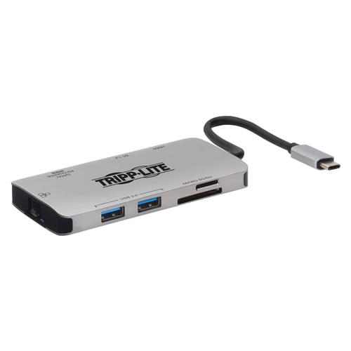 Tripp Lite U442-DOCK5-GY USB-C Dock - 4K HDMI USB 3.2 Gen 1 USB-A Hub GbE Memory Card 100W PD Charging