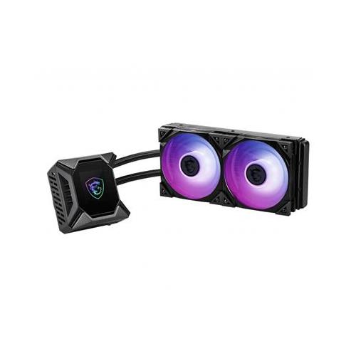 MSI MPG CORELIQUID K240 V2 Liquid CPU Cooler '240mm Radiator 2.4'' LCD display with fan 3x 120mm ARGB PWM Fan Center Supports Intel and AMD Platforms Latest LGA 1700 ready Cooled by ASETEK'