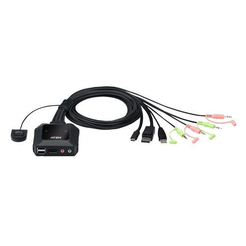 ATEN 2-Port USB-C DisplayPort Hybrid Cable KVM Switch