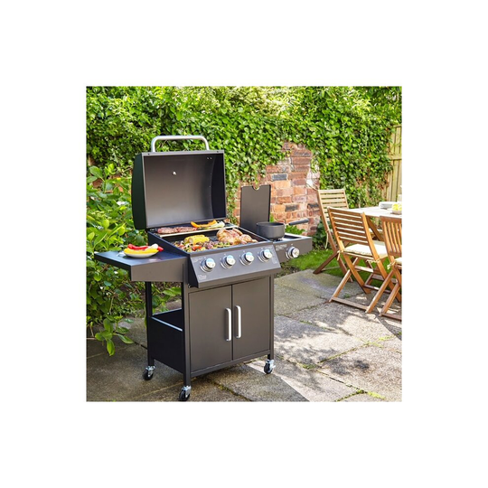 Neo Gas BBQ Grill 4+1 Burner Stainless Steel Garden Barbecue & Cover