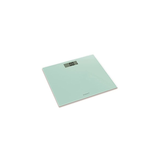 EXZACT Digital Bathroom Scale/Electronic Weighing Scale - Ultra Slim 1.7 CM Thickness -150 kg / 330 lb - Colour Glass Platform (White)