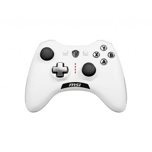 MSI FORCE GC20 V2 WHITE Gaming Controller 'PC and Android ready Wired adjustable D-Pad cover Dual vibration motors Ergonomic design detachable cables'