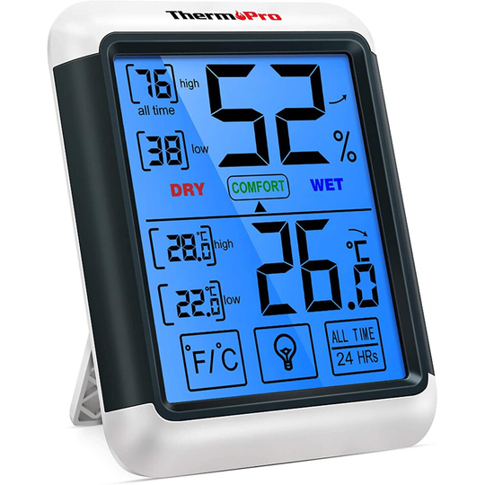 ThermoPro TP55 Digital Indoor Hygrometer Thermometer Temperature and Humidity Monitor Room Moisture Meter with Large Touchscreen, Backlight
