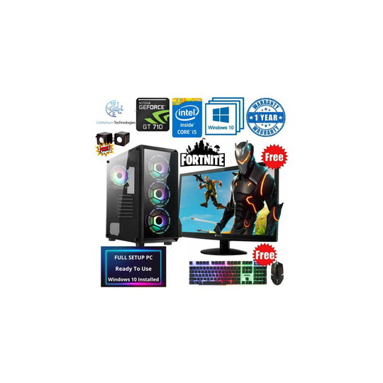 Gaming PC Bundle Intel Core i5 16GB 1TB HDD 128GB SSD GT710 Win 10 WiFi Warranty