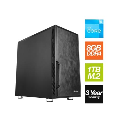 Intel i3 12100 Quad Core 8 Thread 3.30GHz (4.30GHz Boost) 8GB RAM 1TB NVMe M.2 Antec VSK Chassis - Pre-Built PC