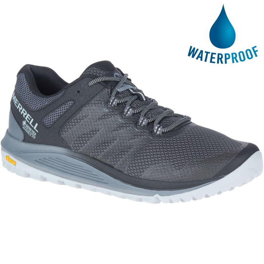 (Granite, UK 12) Merrell Nova 2 GTX Mens Black Vegan Waterproof Walking Trainers Shoes