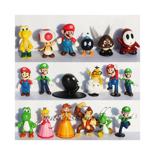2" Super Mario Bros 18 pcs Figure Set Q Version Dolls Collection Classic Kid Toy