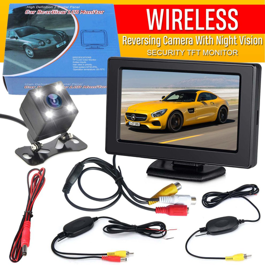 Wireless LCD Monitor Reversing Parking Camera + 4.3 Car Rear View Kit