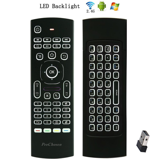 ProChosen 2.4G Backlit Air Mouse Remote, Wireless Keyboard
