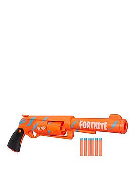Nerf Fortnite 6-Sh Dart Blaster - Camo Pulse Wrap, Hammer Action Priming, 6-Dart Drum, 6 Nerf Elite Darts