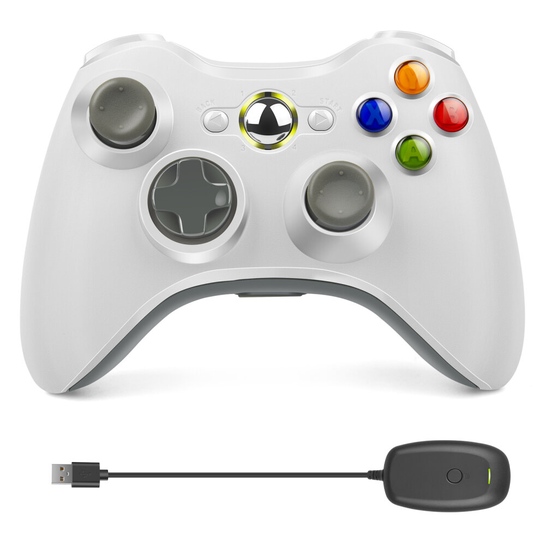 (White) Wireless Controller Compatible with Xbox 360 2.4GHZ Gamepad Joystick Wireless Controller Compatible with Xbox 360 and PC Windows 7,8,10,11