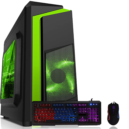 Nox Gaming PC Bundle F3 Green | i5 Quad Core GT 730 Computer Set