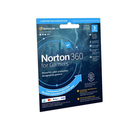 Norton 360 for Gamers Internet Security & VPN - 3 Devices - 12 Month Subscription