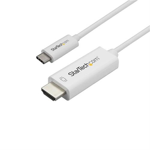 StarTech.com 6ft (2m) USB C to HDMI Cable - 4K 60Hz USB Type C to HDMI 2.0 Video Adapter Cable - Thunderbolt 3 Compatible - Laptop to HDMI Monitor/Display - DP 1.2 Alt Mode HBR2 - White