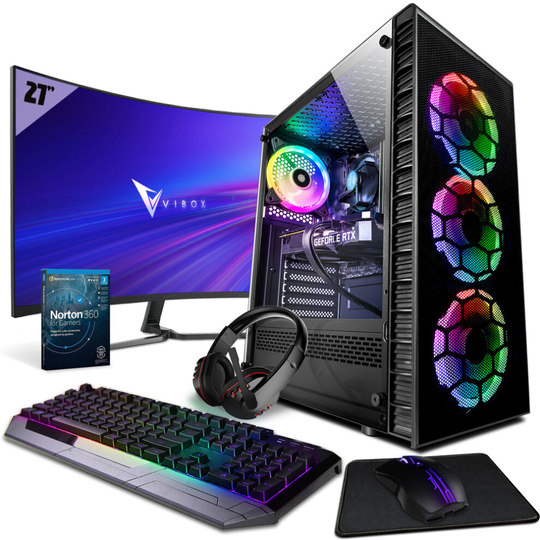 ( VII-26 | Intel i7 12700F | RTX 3070 Ti | 32GB RAM | 480GB SSD | 2TB HDD | Win 11 | WiFi | 27" Monitor Bundle ) Vibox VII Gaming PC