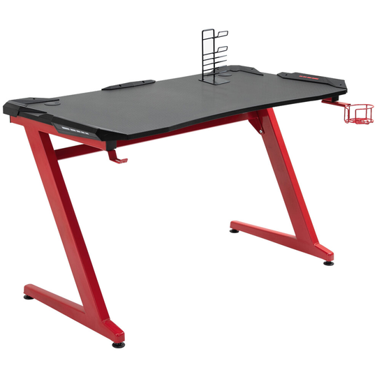 HOMCOM Gaming Desk w/ Gamepad Holder Cup Holder 122 x 66cm Red