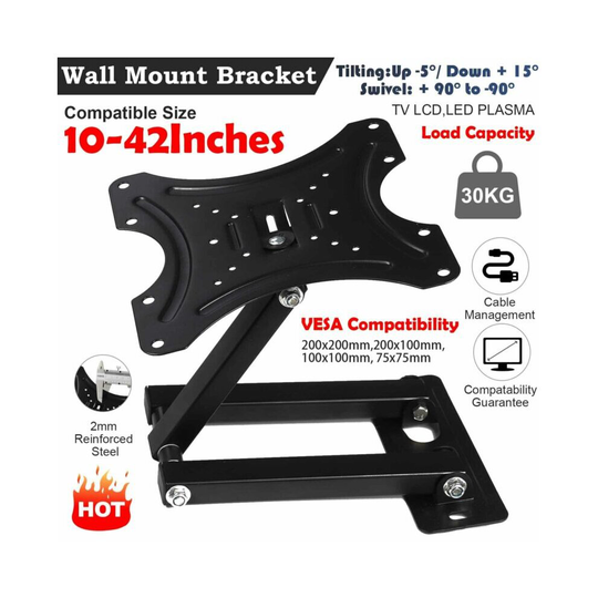 TV Wall Bracket Tilt Swivel For 10 15 20 23 25 30 32 38 40 42 Plasma