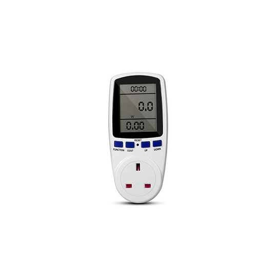 UK Plug Power Meter AC 230V~250V 13A Max UK Switch Energy Plug Energy Monitor with LCD Display for Power Consumption Cost Meter Watt Voltage Amp Met