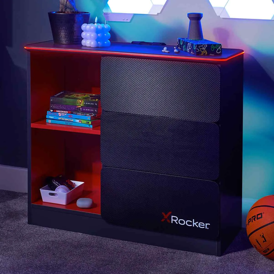 X-Rocker X Rocker Carbon Tek Chest Of 3 Drawers With Led Lights