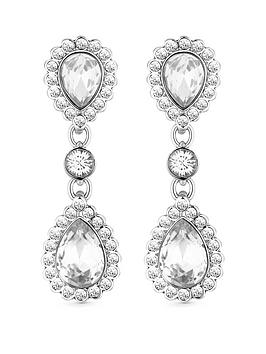 Mood Silver Crystal Pear Cut Halo Drop Earring