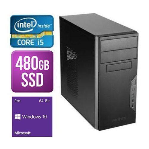 Spire MATX Tower PC Antec VSK3000B I5-10400 8GB 480GB SSD Corsair CV 450W DVDRW KB & Mouse Windows 10 Pro