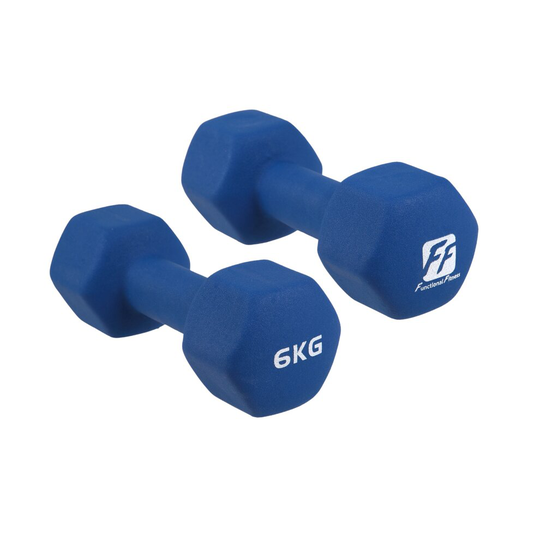 FunctionalFitness Neoprene Coated Hexagonal Dumbbell Pair - 2 x 6kg