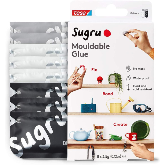 Sugru Mouldable Glue Black, White & Grey - 8 Pack