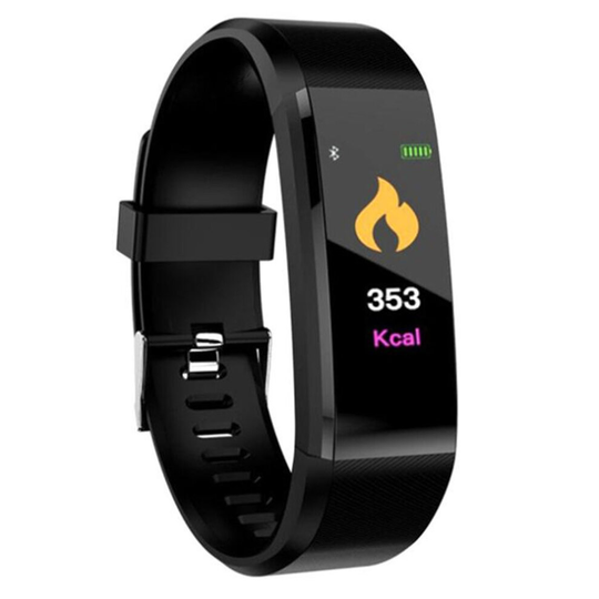 115plus Bluetooth Smart Watch Heart Rate Blood Pressure Monitor Fitness Tracker Bracelet, Black