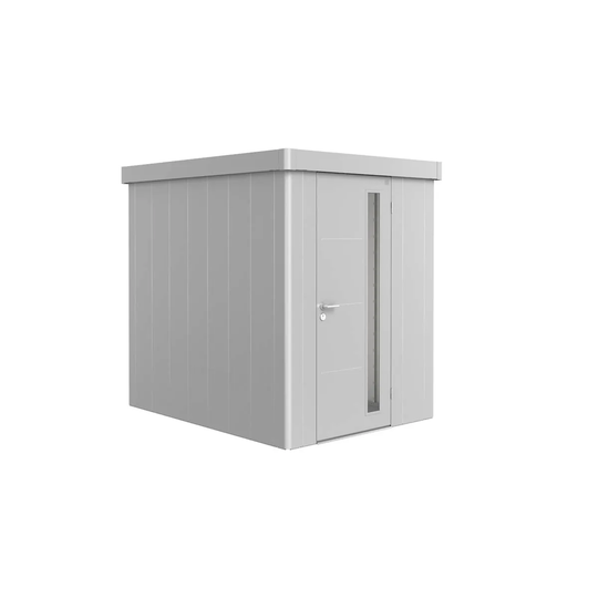 Biohort Neo 2A Metal Garden Shed Standard Door In Metallic Silver