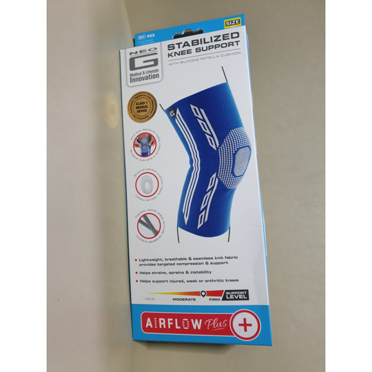 NEO G Stabilized Knee Support with silicone Blue LARGE
