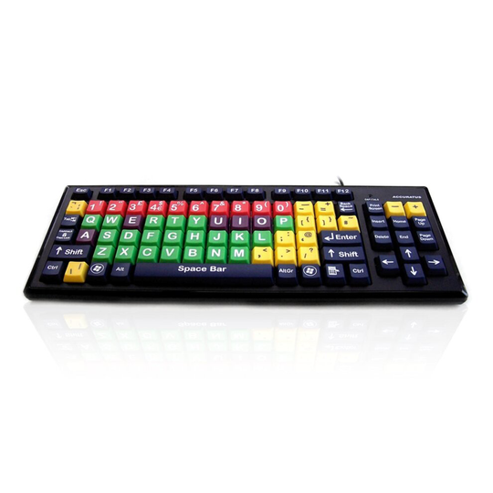(Italian) Accuratus Monster 2 - USB Mixed Colour Upper Case Childrens Keyboard for Learning with Extra Large Keys & 2 Port USB Hub