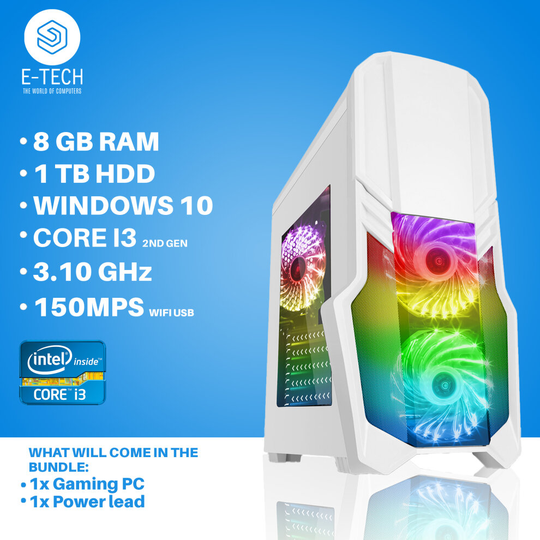 Gaming PC Computer Intel Quad Core i3 8GB RAM 1TB HDD WiFi Windows 10