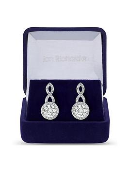Jon Richard Silver Plated Cubic Zirconia Halo Infinity Crystal Drop Earring - Gift Boxed