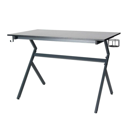 Neo Direct Grey Neo Ergonomic Gaming Desk with Headphone Hook Cup Holder & Cable Management