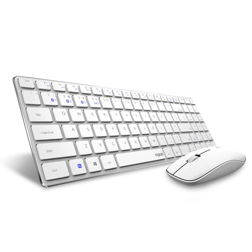 Rapoo 9300M keyboard Mouse included RF Wireless + Bluetooth White