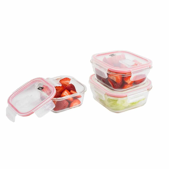 Neo Direct Neo 3-Piece Glass Food Storage Container Set With Air Vent Lids