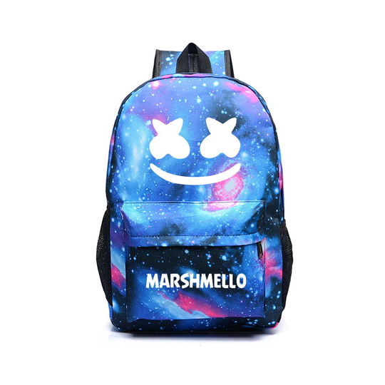 (Smile Blue) Fortnite Galaxy Shoulder Backpack Boy Girl GLOW IN DARK School Bag Rucksack