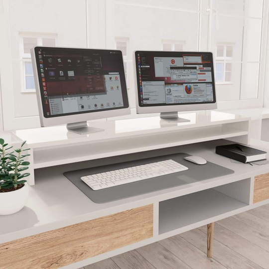 Monitor Stand High Gloss White 100x24x13 cm Chipboard