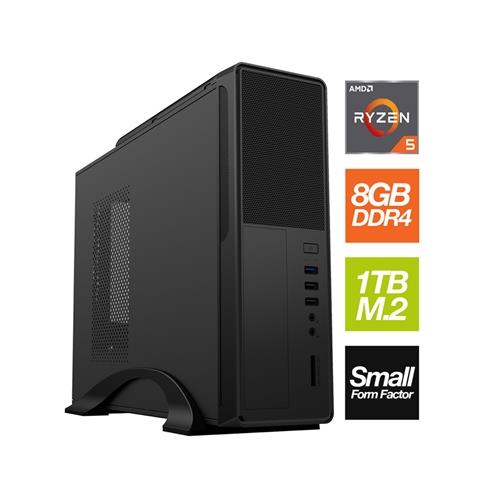 Small Form Factor - AMD 6 Core 12 Thread 3.70GHz (4.20GHz Boost) 8GB RAM 1TB NVMe M.2 No Optical Small Foot Print for Home or Office Use - Pre-Built PC