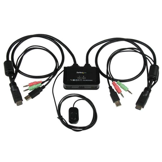 2 Port Usb Hdmi Cable Kvm Switch With Audio And Remote Switch Usb Powered