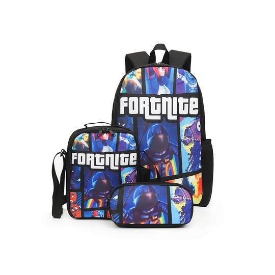 (10) Fortnite Game School Bag Backpack Lunch Bag Pencil Case 3PCS