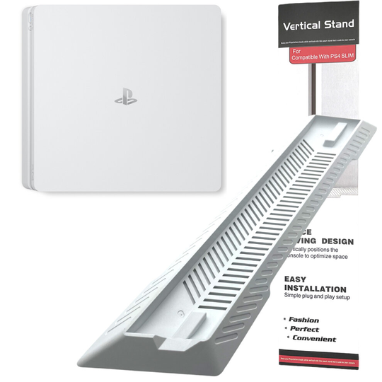WHITE Vented Vertical Stand Dock Holder for Playstation 4 PS4 Slim Console
