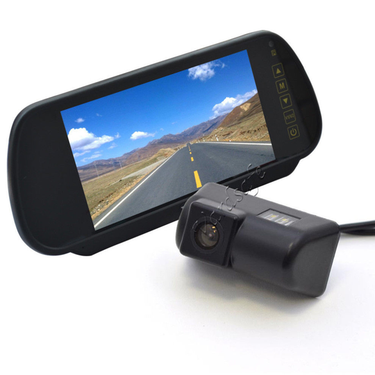 Vardsafe Replacement Reverse Backup camera + 7" Clip-on Rear View Mirror Monitor for Ford Transit Connect (2010-2018)