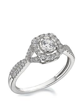 Love Diamond 9Ct White Gold 45 Point Diamond Halo Ring