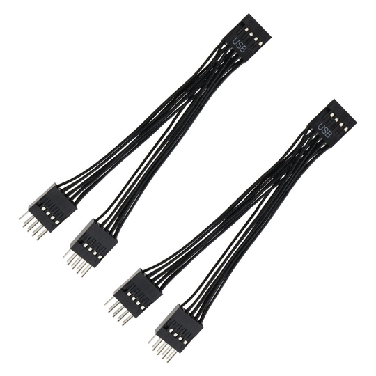 2Pcs USB2.0 Extension Cable 9PIN to Dual PIN Extension Port USB Cable 12cm