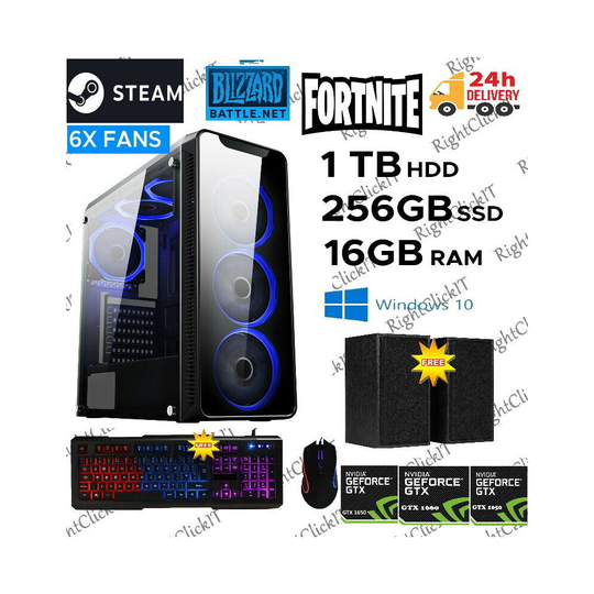 (4GB GTX 1650) Gaming PC Quad Core i7 16GB 1TB+256GB GTX1650 6Fan