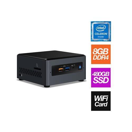 Intel Next Unit of Computing Core Celeron J4005 Dual Core 8GB SODIMM RAM 480GB SATA SSD Wi-Fi - Pre Built NUC Form Factor