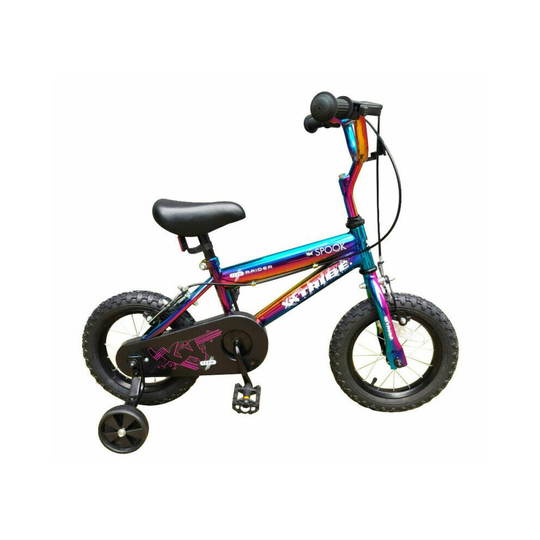 XN Tribe Spook 12" Kids Bike Pavement Stabilisers Neo Chrome Jet Fuel