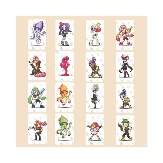 (16 Mini Square tag) 16PCS Splatoon 2 Amiibo for Nintendo Switch WII U
