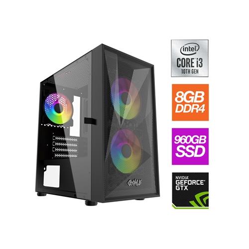 RGB Gaming PC - Intel i3 10100F 4 Core 8 Thread 3.60GHz (4.30GHz Boost) 8GB 3200MHz RAM 960GB SSD. NVIDIA GTX1650 4GB Graphics Card Wi-Fi Card - Pre-Built RGB Gaming PC